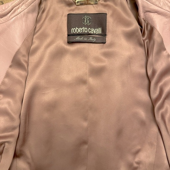 Roberto Cavalli Pink Laser Cut Pink Leather Jacket - Picture 6 of 8